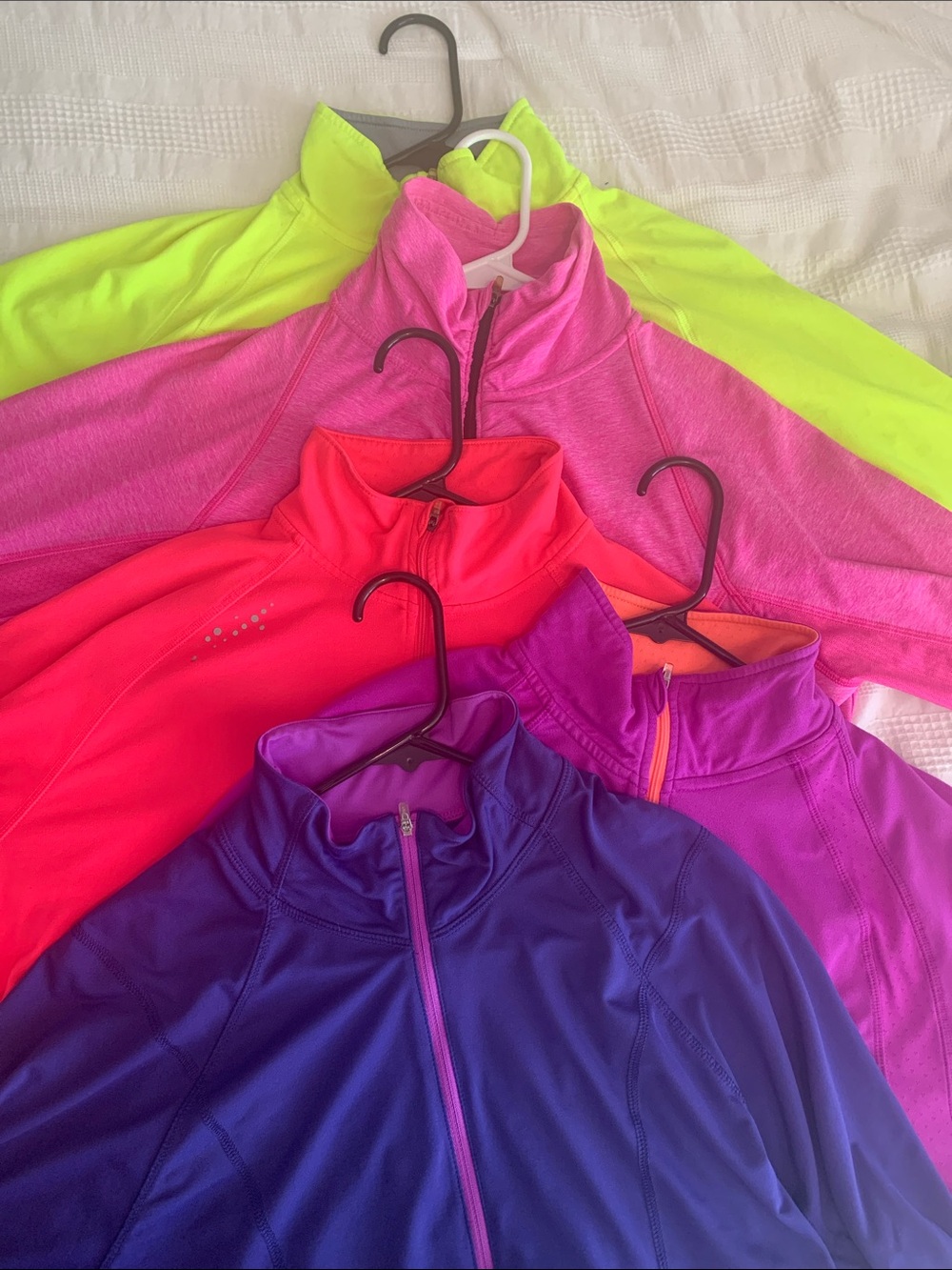 5 Bright Multi-Color Zip-Up Athletic Pullovers XL